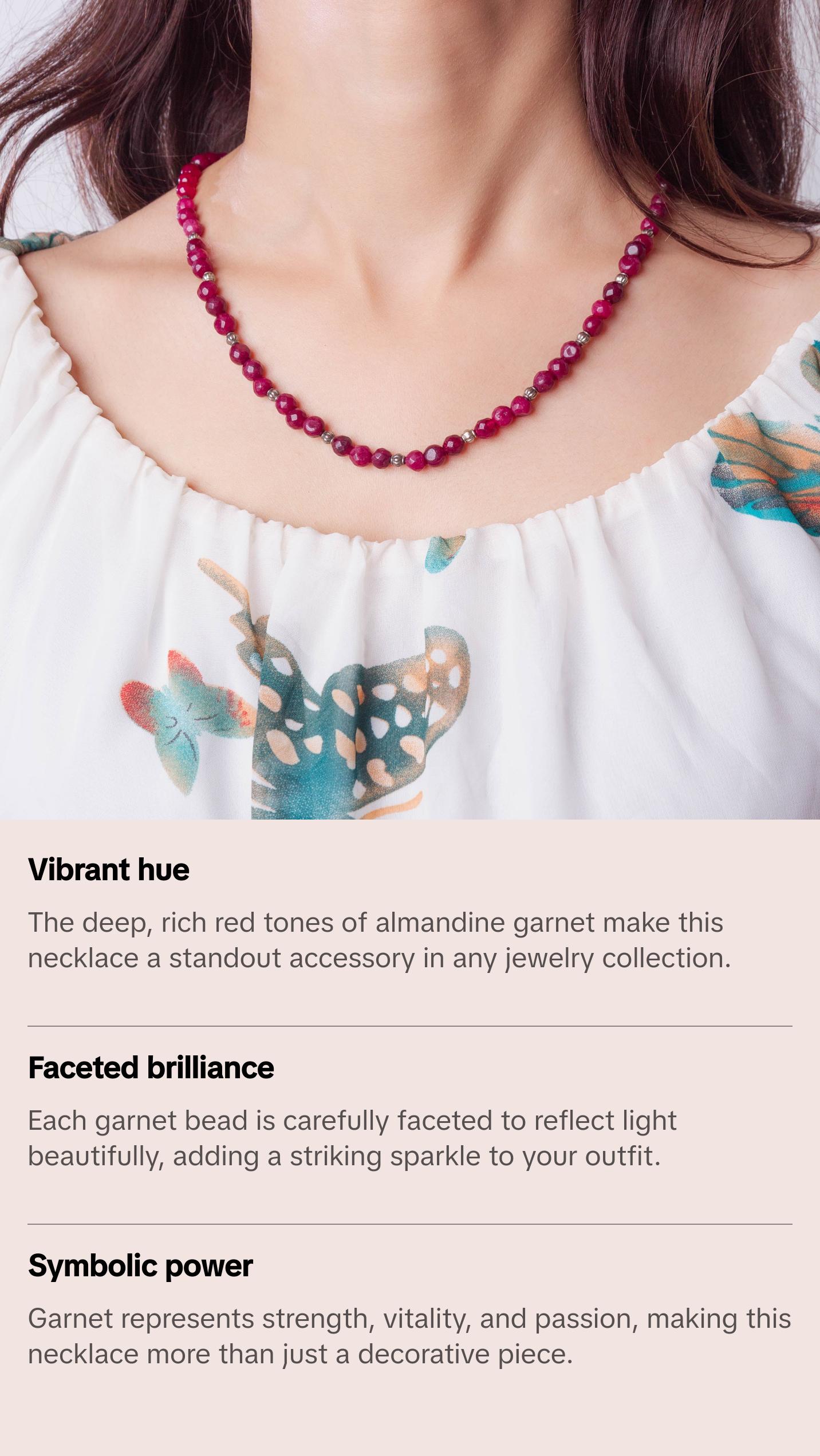 Natural Faceted Almandine Garnet Necklace
