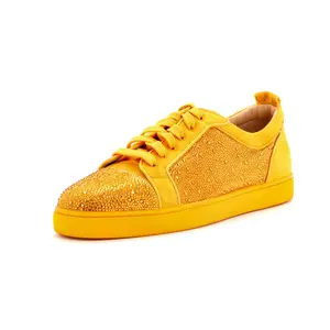 Pre-owned Christian Louboutin Men's Louis Junior Sneakers Strass Embellished Suede by Rebag