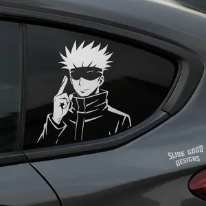 Satoru Gojo Vehicle Vinyl Decal – JJK Anime Car Window Sticker | All-White Vinyl