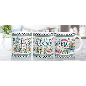 Palestine Floral Ceramic Mug – 11 oz Coffee Cup