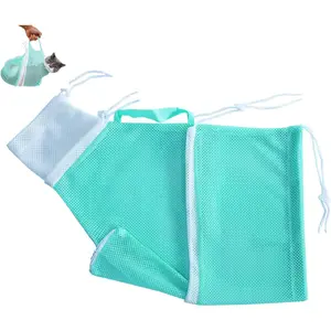 Cat Bathing Grooming Bag - Anti Bite & Anti Scratch Adjustable Pet Restraint for Bathing, Nail Trimming, Medicine, Injection - Secure & Calming with Adjustable Straps & Zippers (Green)