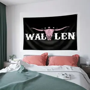 2D Flat Banner 1pc Wallen Bull Flag, Polyester Material, Dorm Party Garden Decoration, Indoor Outdoor Use, All Seasons