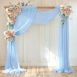 Wedding Arch Draping Fabric, 1 Panel 18FT  Blue Sheer Backdrop Curtain Chiffon Fabric Drapes Arbor Drapery Wedding Ceremony Reception Swag Decorations