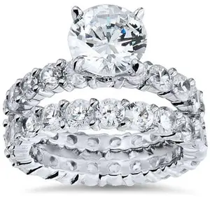 5 1/2ct Diamond Eternity Engagement Wedding Ring Set 14K White Gold