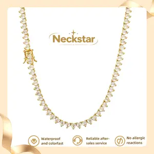 Luxury Style Gold Heart CZ Chain Necklace | 4mm Iced Out Heart Link Chain for Men Women | 20” 22” 24” Hip Hop Jewelry
