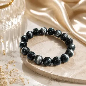 12mm Silver Sheen Obsidian Bracelet | Energy Protection Jewelry