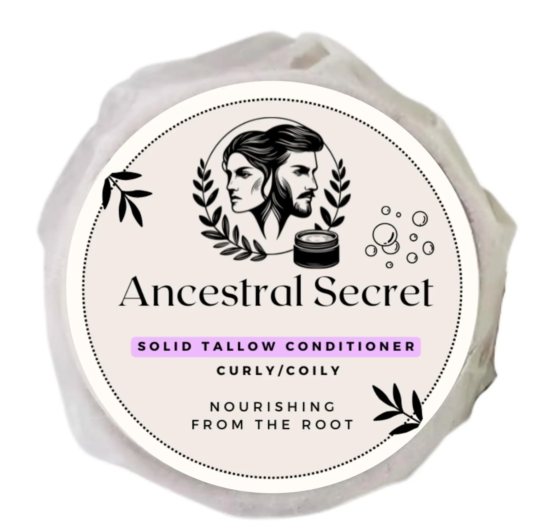 Ancestral Secret Solid Tallow Conditioner Bar for Curly & Coily Hair 2.5 oz - Natural Grass Fed with Shea Butter & Essential Oils for Softness & Shine