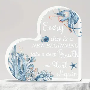1pc Ocean-Inspired Acrylic Centerpieces Plaque with Whale Design - Inspirational 'Every Day is a New Beginning' Message - Versatile Decor for Home & Office Home Decor - Elegant Party Favor Gift for All Occasions - Durable Collectible Figurine