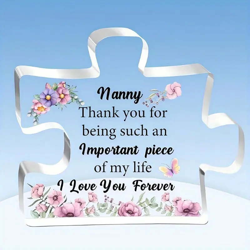 Nanny Puzzle Plaques Mother's Day Gifts Nan Appreciate Birthday Present Nana Acrylic Sign Home Decorations Grandma Christmas Souvenirs Thank You for Being Such An Important Piece Kepsake Flower