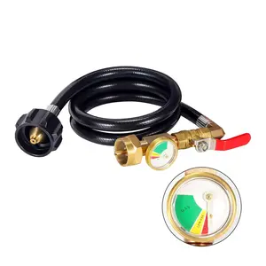 New Updated with Pressure Gauge 36" LPG Propane Refill Adapter Hose,350PSI High Pressure Outdoor Camping Grill(QCC/Type1 Inlet) 1LB Propane Gas Tank Adapter Connector with ON-Off Control Valve