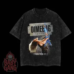 [Baby Gang] Dimebag Darrell - Cowboys From Hell Heavy Washed Men's T-shirt Hoodie Unisex Oversize Rock Deathmetal Band Cotton Gift For Rock Music Lovers Grunge Y2K Outfits Vintage 90s Graphic