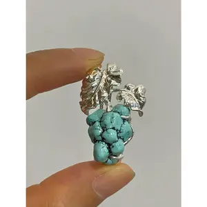Sterling Silver Natural Turquoise Sri Lankan Sapphire Grape Brooch, Pendant（one of a kind piece in the world）