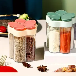 1pc 5 In 1 Travel Spice Seasoning Containers, Shaker Jars, Clear Plastic Container Jars With Labels, Concise ang practical, Airtight Cap, Pour/Sift Shaker Lid, Perfect For Bbq, Camping, Hiking, Barbecue, Travel And Kitchen