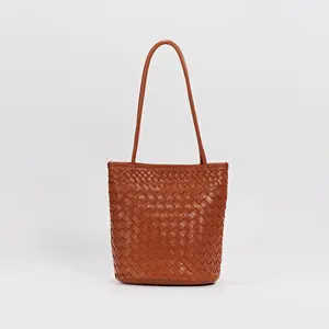 Estrella Greenwich Handwoven Soft Leather Tote – Soft Woven Shoulder Bag for Everyday Carry, Work or Travel