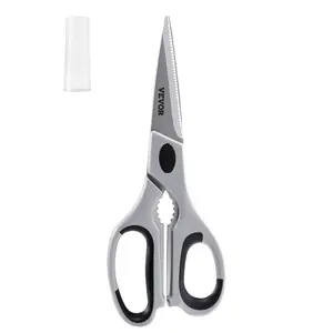 fathersdaygift VEVOR Kitchen Scissors, Durable Stainless Steel Kitchen Shears with Protective Sheath, Heavy Duty Cooking Shears Soft Grip Comfort Handle, Kitchen Utensil for Cutting Meat, Food, Fish, Poultry, Grey