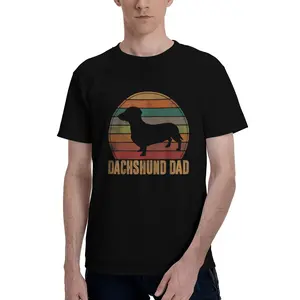 Unisex Tee for Men & Women - 220gsm Pure Cotton - Retro Dachshund Dad T-Shirt - Doxie Daddy Dog Owner Gift - Casual Short-Sleeve Shirt with Dachshund Breed Design - All-Season