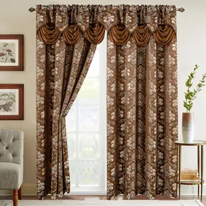 Mocassi Set of 2 Saffa Jacquard Look Curtain Panels - 54" W x 84" L