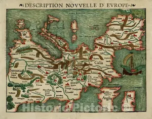 Europe - First Printed Continental Map, 1552 ca | Historical Map Reproduction