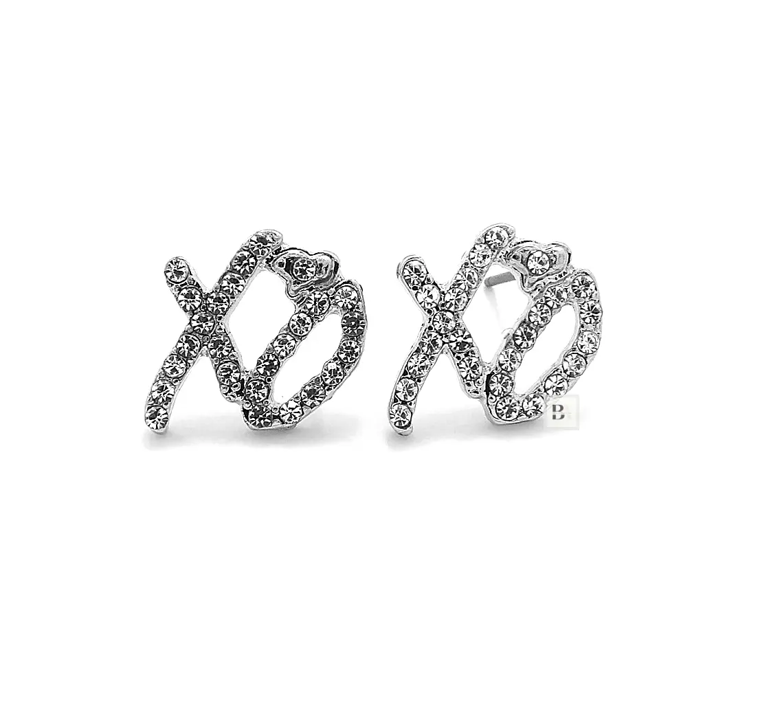 BA UNIQUE FASHION XO Stone Stud Surgical Steel Post Pierced Fashion Earring gift for Men and Women