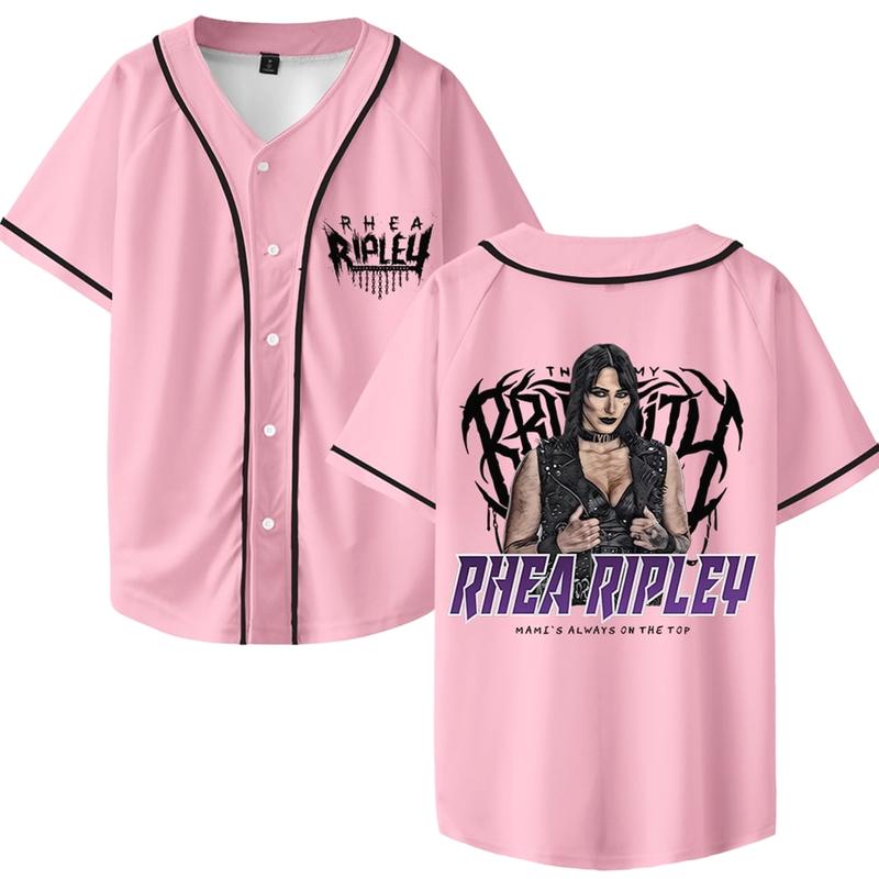 Rhea Ripley Merch Baseball Jersey V-Neck Shirt Women Men Short Sleeve Streetwear Clothes