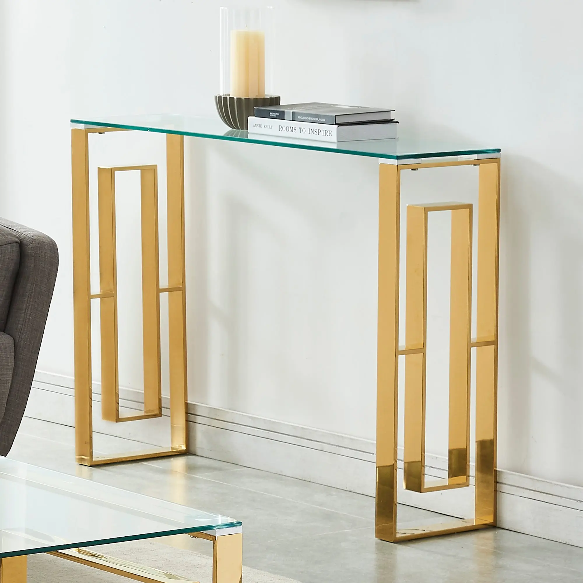 Worldwide Home Furnishings Eros-Console/Desk-Gold Console/Desk 502-482GL