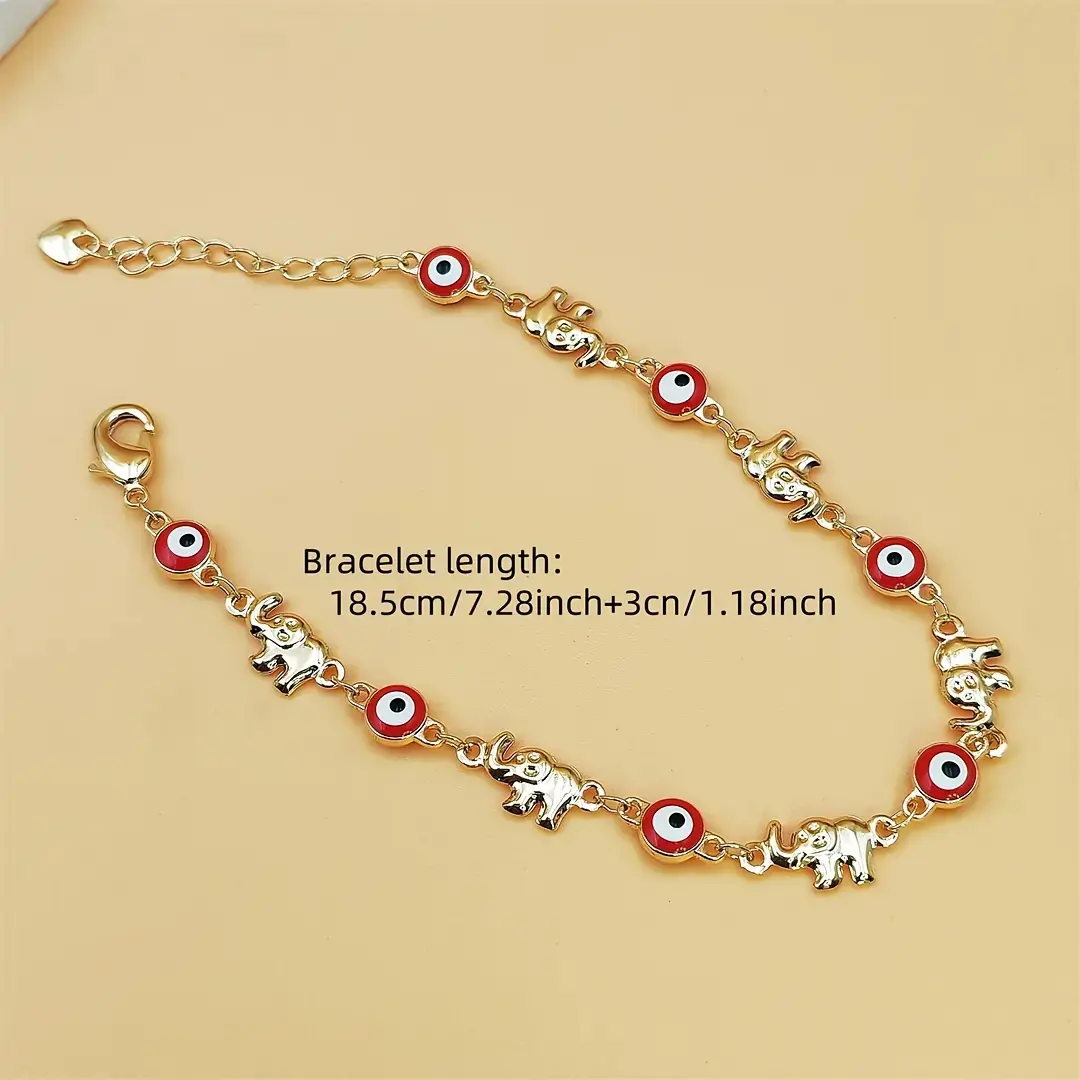 Women's Bohemian Elephant Charm Bracelet - Gold-Tone Chain, Adjustable Sporty Band, Lightweight Ethnic Jewelry for Casual Daily Wear, Female Birthday Gift