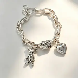 Trendy Retro Heart Bracelet Handmade Vintage Jewelry for Women & Men Ideal Birthday Gift Casual Fashion Accessory Special Occasion Present Affordable Luxury Quality That Lasts Versatile Designs Sterling Silver Cross Pendant with Psalm