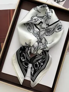 Women's Satin Bandana Scarf, Square Print Design, Versatile Headband & Shawl, Stylish Accessory for Daily Wear