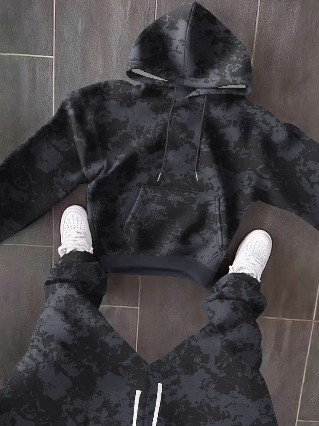 Men's 2-Piece Tie-Dye Hooded Sweatshirt & Ribbed Jogger Set - Streetwear Tracksuit, Athletic Activewear, Drip Clothing, Pullover with Drawstring, Casual Mens Clothing for Spring/Autumn, Outdoor Leisure, Athletic Activewear Tracksuits, Matched Hoodie + Jog