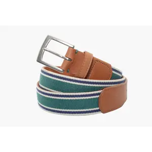 Kennebunkport Woven Belt - Stone/Hunt Green/Navy