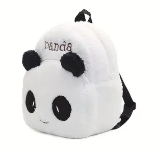 1pc Backpack, Plush Shoulder Bag, Black And White Panda, Cute Cartoon Shape, Suitable for Outing Use