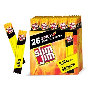 Slim Jim Smoked Meat Sticks, Spicy Flavor, 6g Protein Per Serving, Snack Size, Camping Snack, 0.28 oz. (26 Count)