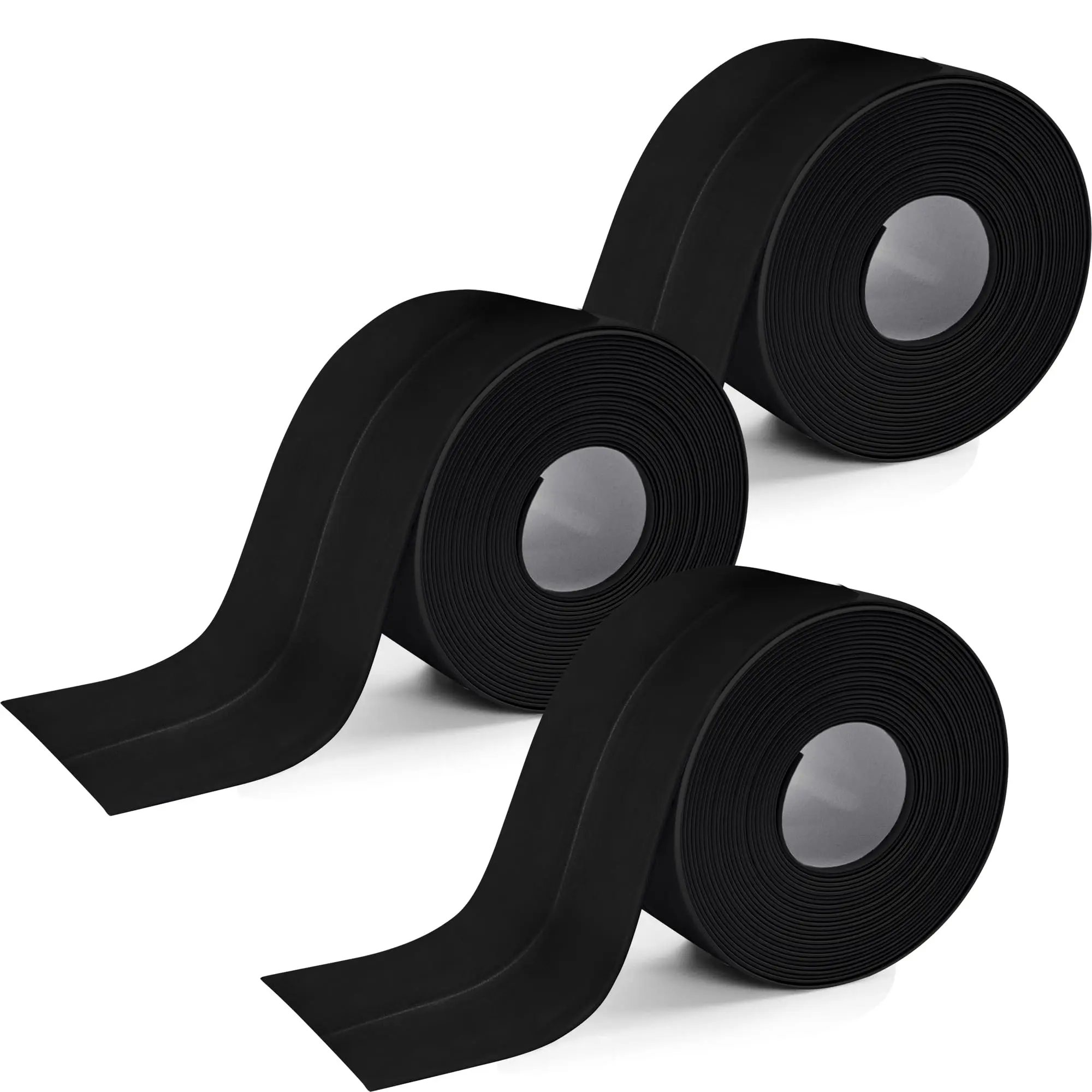 3 Rolls 1.5 Inch Caulk Tape Self Adhesive Toilet Caulking Strip Bathroom Sealing Peel And Stick Bathtub  10.5 Feet Each Roll (black)