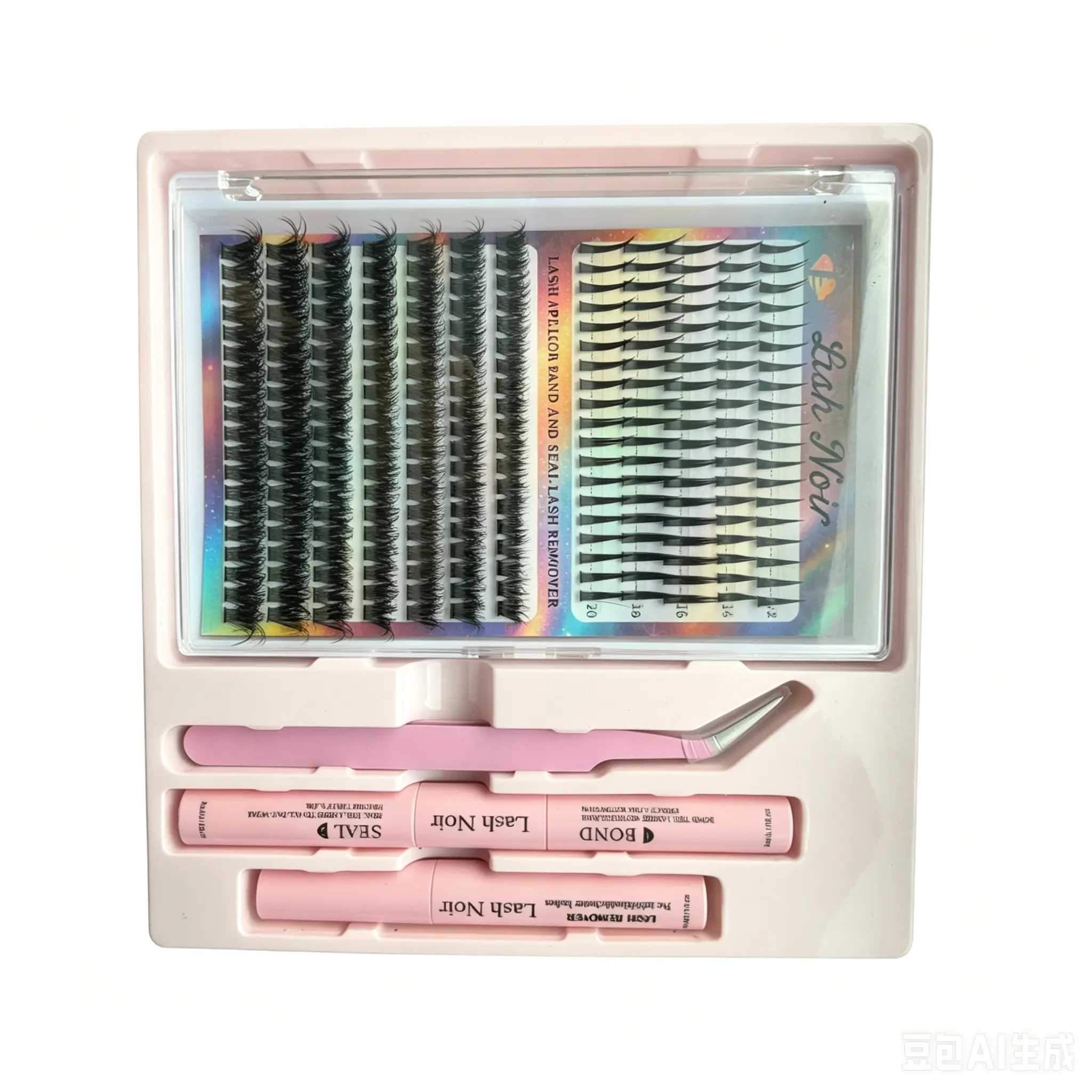Beginner DIY Eyelash Extensions Kit Bundle, 240 Pcs Synthetic Natural Wispy Lash Clusters (C Curl, 10-18mm) with Bond, Seal, Remover, Tweezers, Abs-Friendly Waterproof Reusable Styling Cosmetic, Eyelashes Extensions, Nature, False Eyelashes & Adhesives