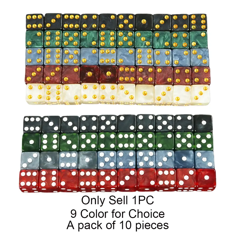 10 Pieces 12mm Dice Set, Resin Dice, 6 Sided Right Angle Dice, Dots & Dots, Perfect for Entertainment Party Board Games