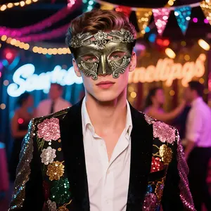 Masquerade Mask for Men Venetian Carnival Halloween Lightweight Party Ball Masks with Adjustable Elastic Band for Festive Events