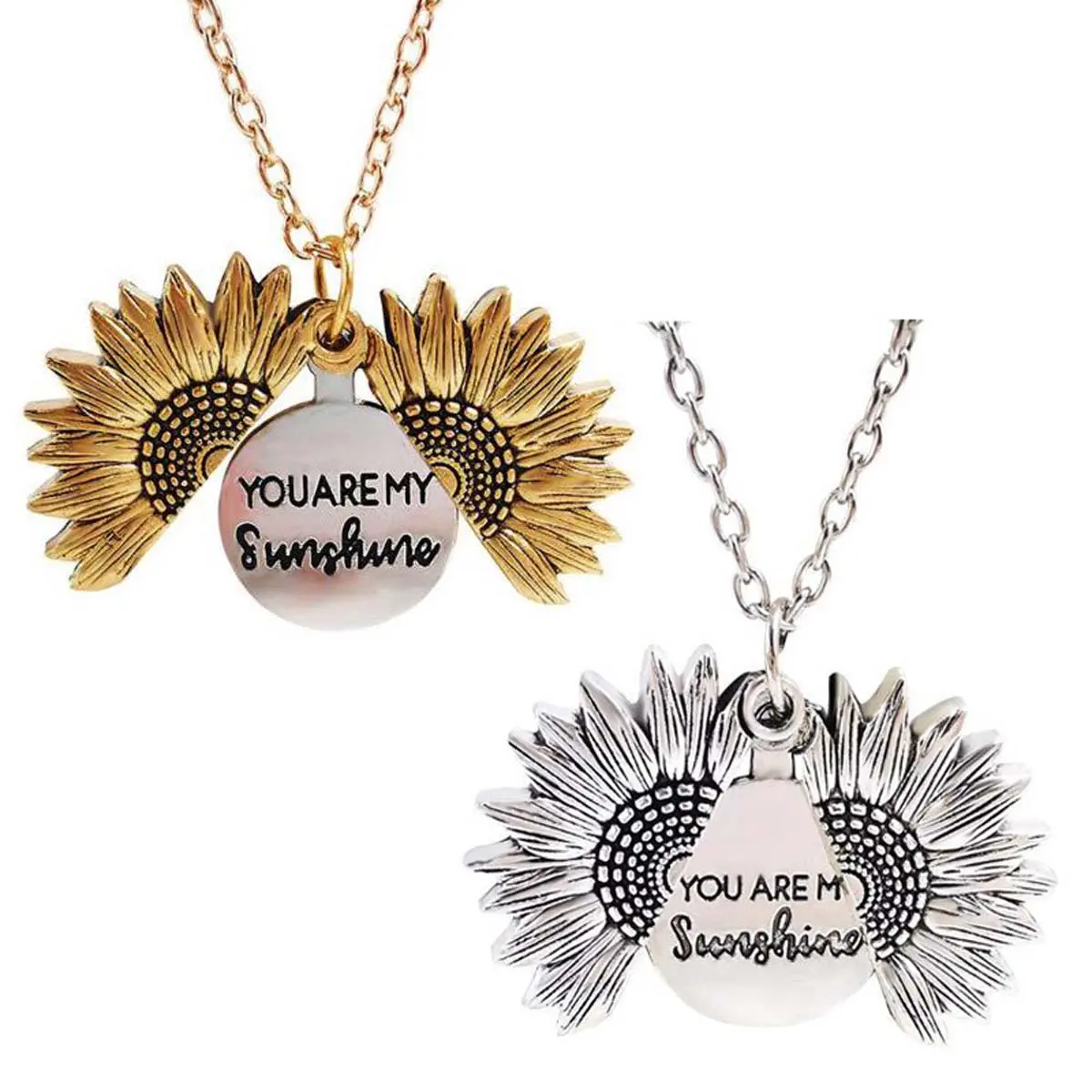 Women's Sunflower Photo Locket Necklace - Vintage Double-Sided Design Metal Coating Pendant, Sentimental Female Daily Wear Clavicle Keepsake Chain, Elegant, Jewelry For Women, For Women