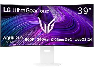 LG UltraGear 39" WQHD 2K 1440P 240Hz FreeSync Premium & G-Sync Compatible 0.03ms HDR400 USB-C Built-in Speakers white Curved Gaming Computer Monitor Height Adjustable, Swivel & Tilt Stand 39GX90SA-W