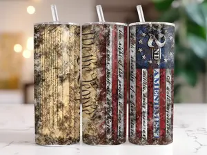 Distressed Flag 2nd Amendment Patriotic 20oz Tumbler Bottle Drinkware Lid Stainless Beverage