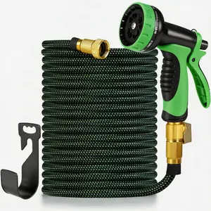 Garden Hose, Non-Expanding, 10 High-Quality Metal Nozzles, Anti-Kinking Heavy-Duty Flexible Water Hose, Ideal for Outdoor, Yard, Lawn, Car Wash