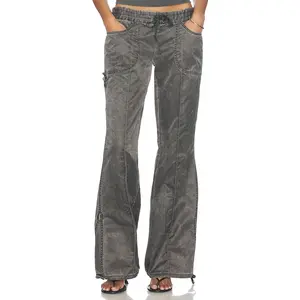 Jaded London Satin Cargo Pant in Grey