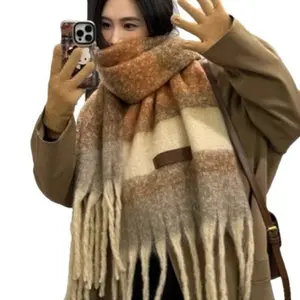 Premium atmosphere scarf women's winter 2025 new versatile thickened mohair scarf to keep warm