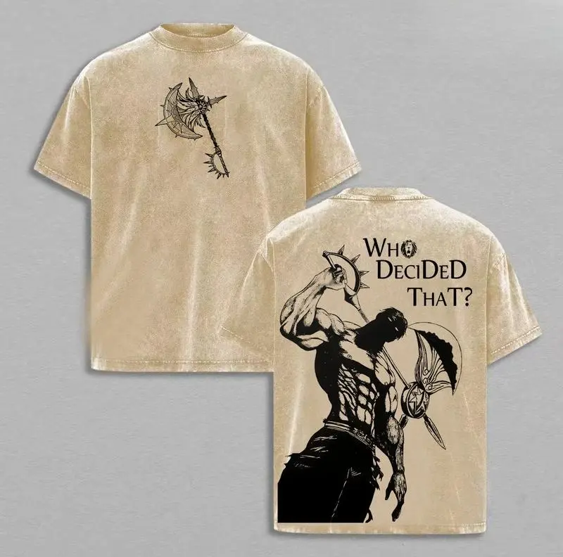 すけjosemoon OVER PRINT LONG TSHIRT Seven Deadly Sins Escanor Oversized Tee - 