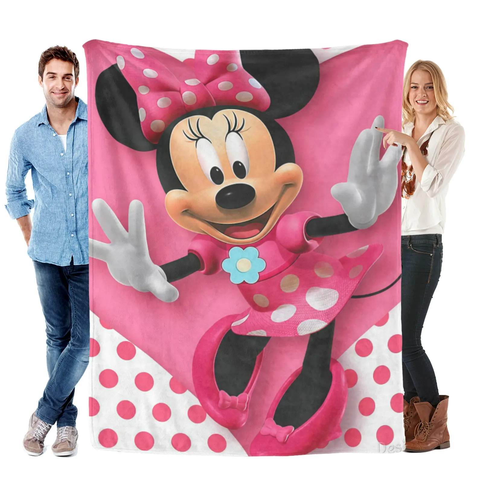 Disney Sweet Flower Bow Minnie Blanket, Fluffy Minnie Mouse Bed,Minnie Mouse Toddler Bedding Set For Toddler Girls Room Accent