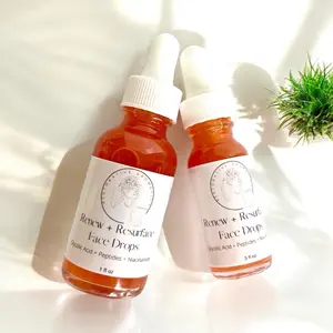 Renew + Resurface Face Drops - Gentle Exfoliation - Glycolic Acid, Malic Acid, Lactic Acid + Peptides + Niacinamide - Exfoliating Face Serum - Glowing, Renewed Appearance