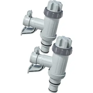 Above Ground Swimming Pool Hose Adapter with Plunger Valve and Pipe Holder - Replacement Parts for Pool Pump System (Round Top 2 PACK)