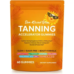 HOT! Tanning Gummies Accelerator - Sunless Tanning Supplement for a Natural Golden Glow, Sugar Free Melanin Booster with Astaxanthin, L-Tyrosine, Collagen & Vitamins for Women and Men