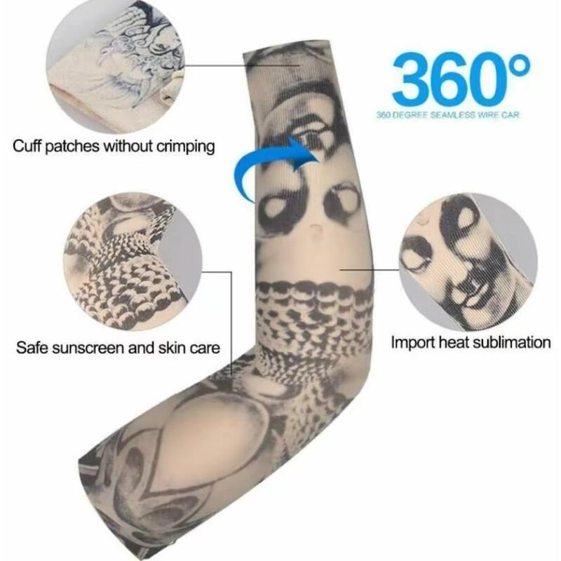 Cooling Tattoo Art Arm Sleeves Set of 6 UV Sun Protection for Sports Outdoor Activities Versatile Stylish Protection