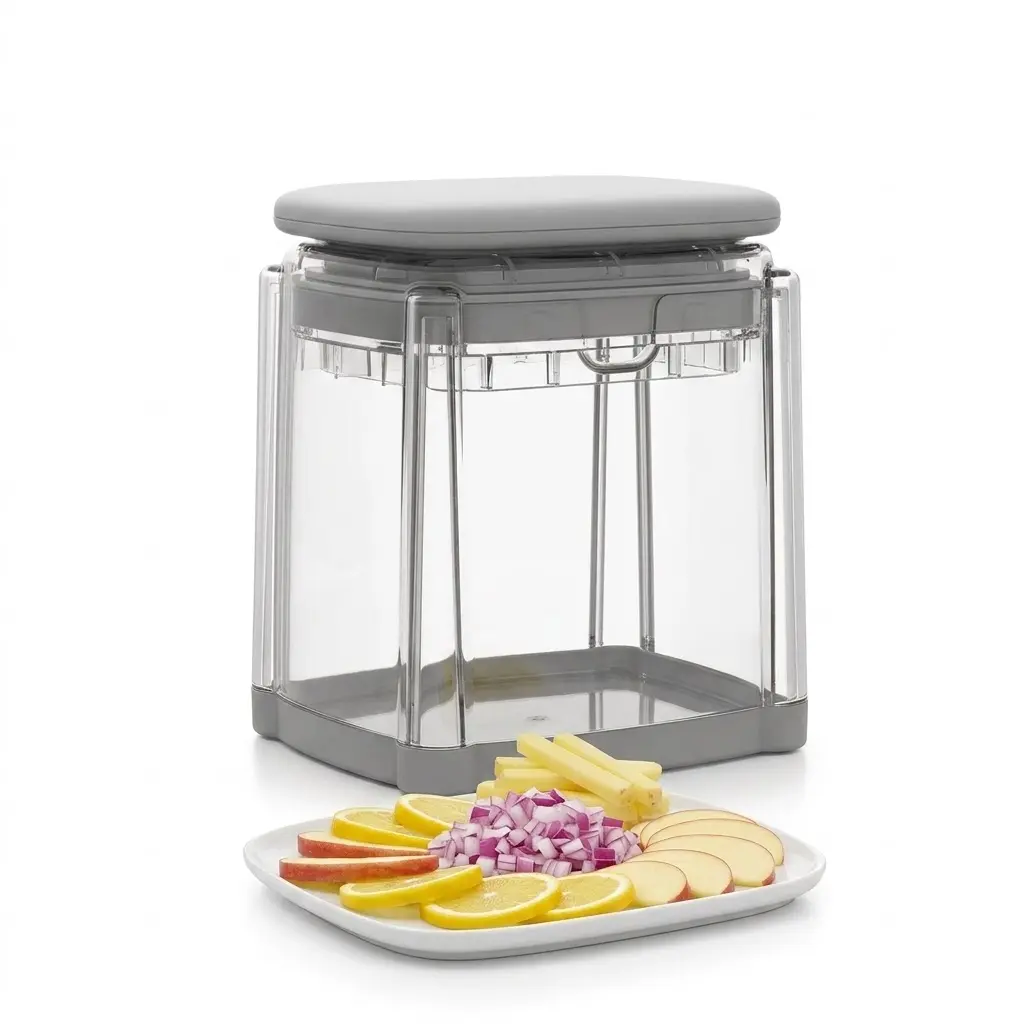 Cutter Potato Onion Cutter Heavy Duty 4 in 1 Veggie Chopper Dicer Stainless Steel Professional Blade for Carrots Cucumbers Zucchini Pepper Non-Slip Base Dishwasher Safe Long-Lasting Kitchen Workhorse