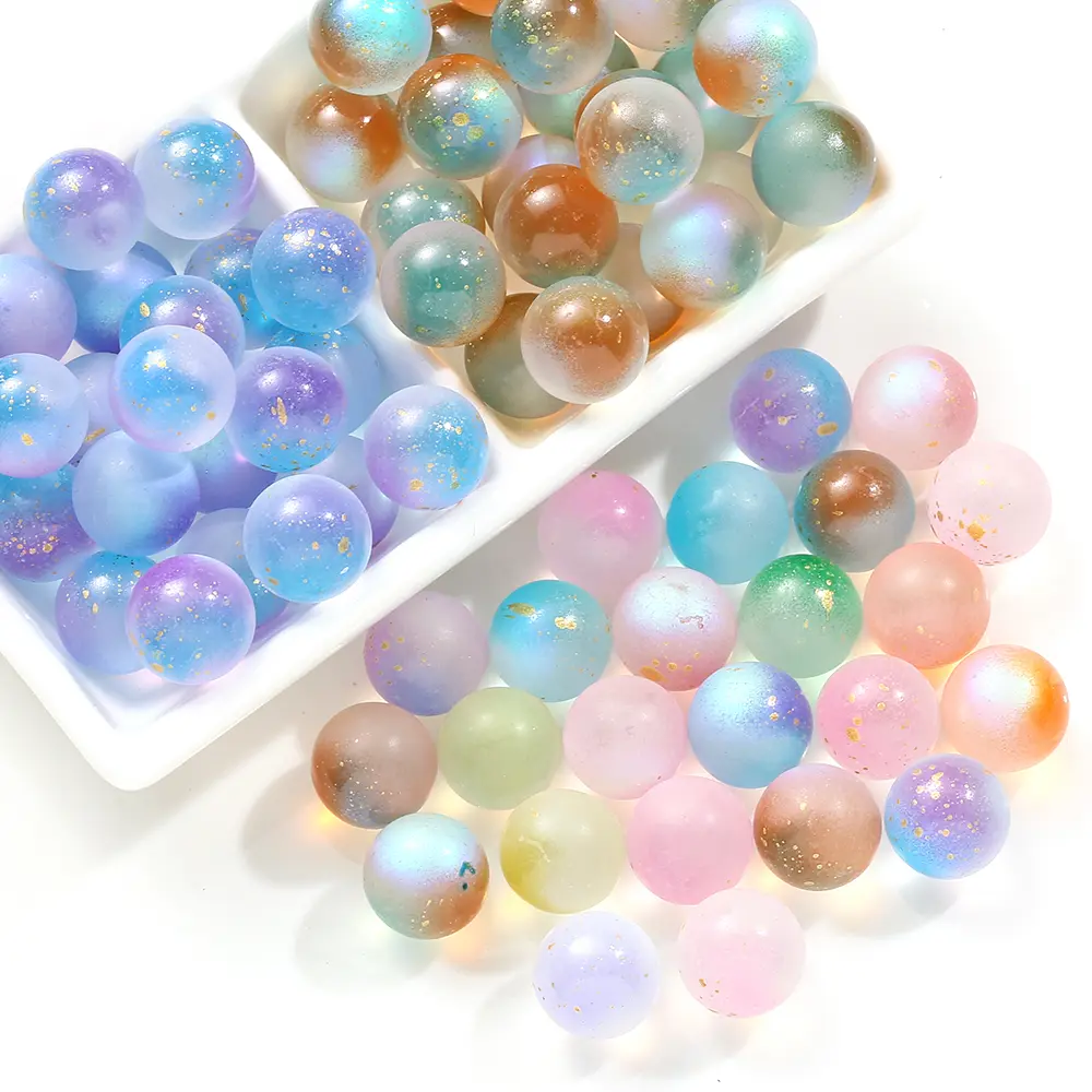 12mm Glitter Glass Beads Bulk Round Confetti Glitter Inside Loose Beads for DIY Bracelet Necklace Earring Jewelry Making Supplies